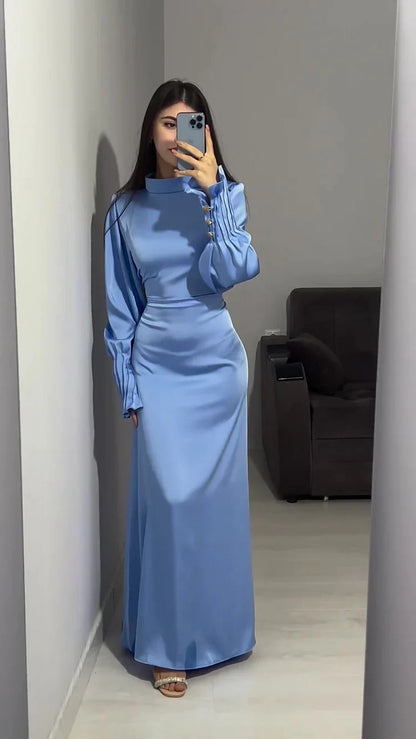 Iraya Elegant Satin Maxi Dress