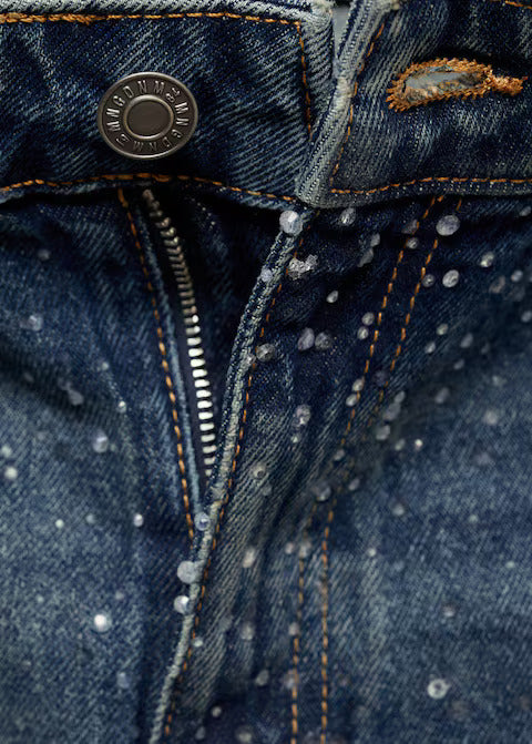 Straight-fit Jeans with Rhinestone Detail