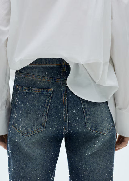 Straight-fit Jeans with Rhinestone Detail