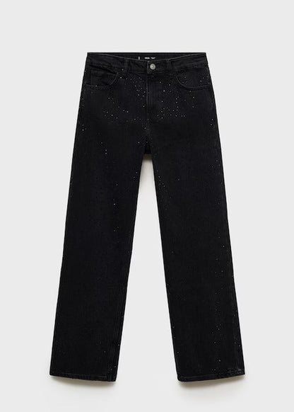 Straight-fit Jeans with Rhinestone Detail