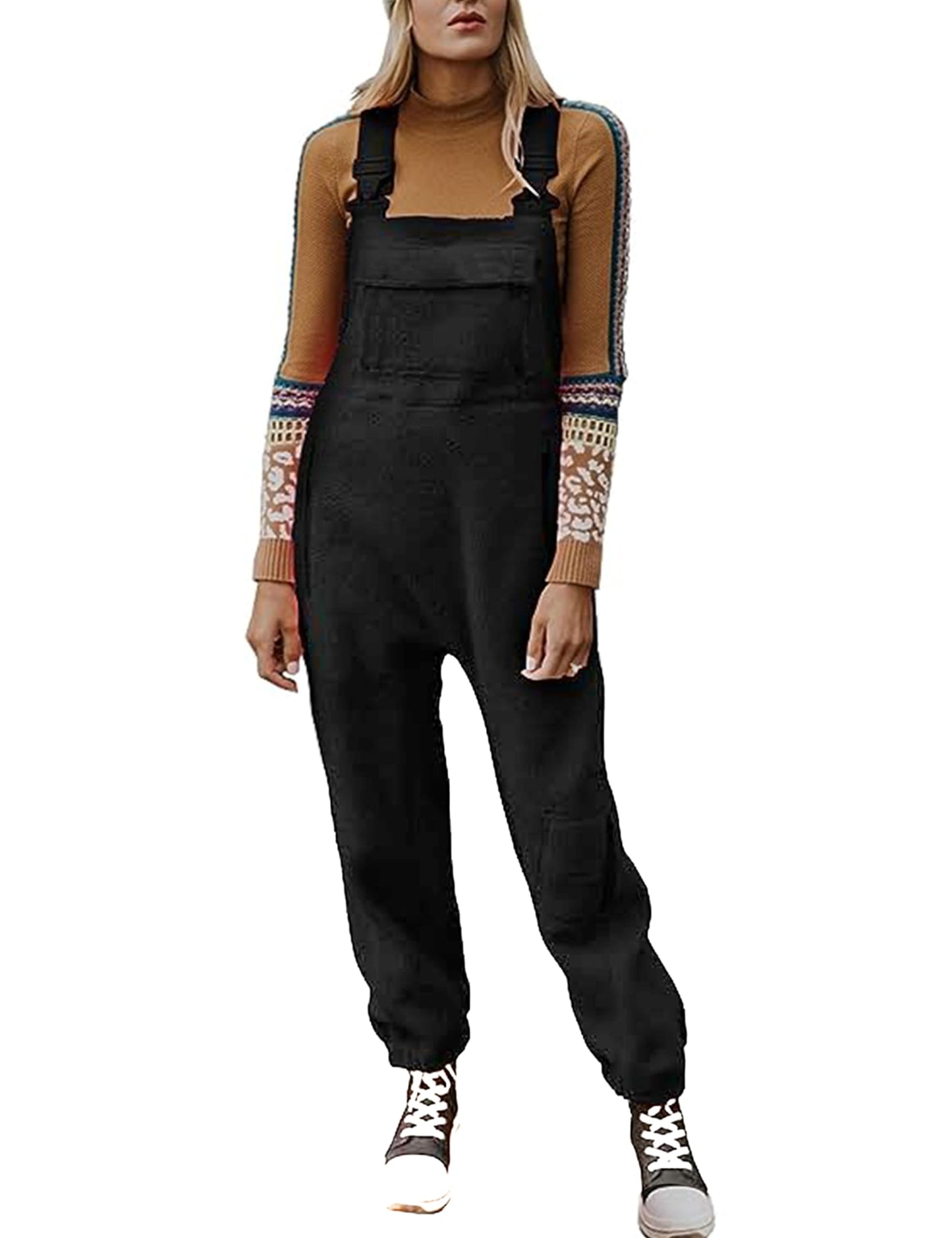 Women's Fleece Warm Overalls Loose Casual Jumpsuits