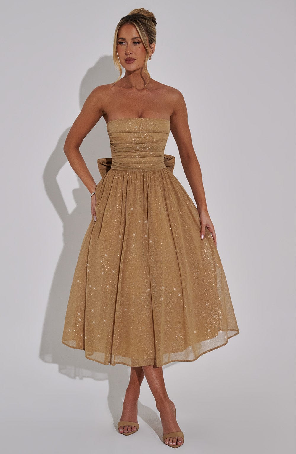 Marissa Midi Dress - Gold Sparkle