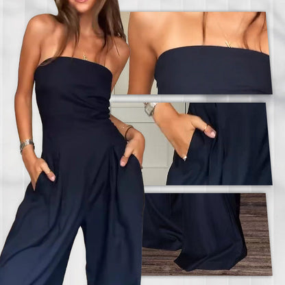 Women's Strapless Jumpsuit With Pockets